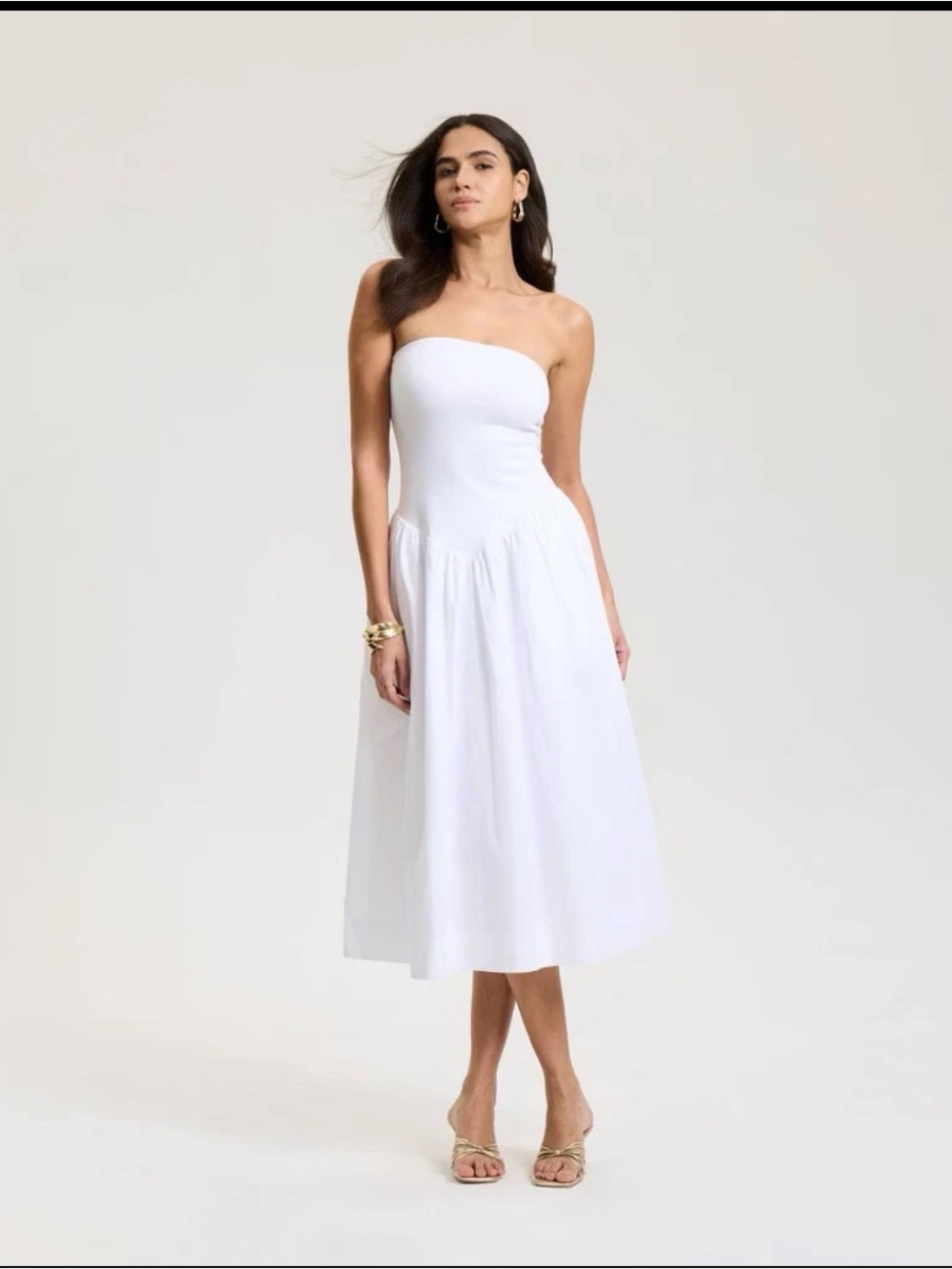 a new day Strapless White Midi Sundress